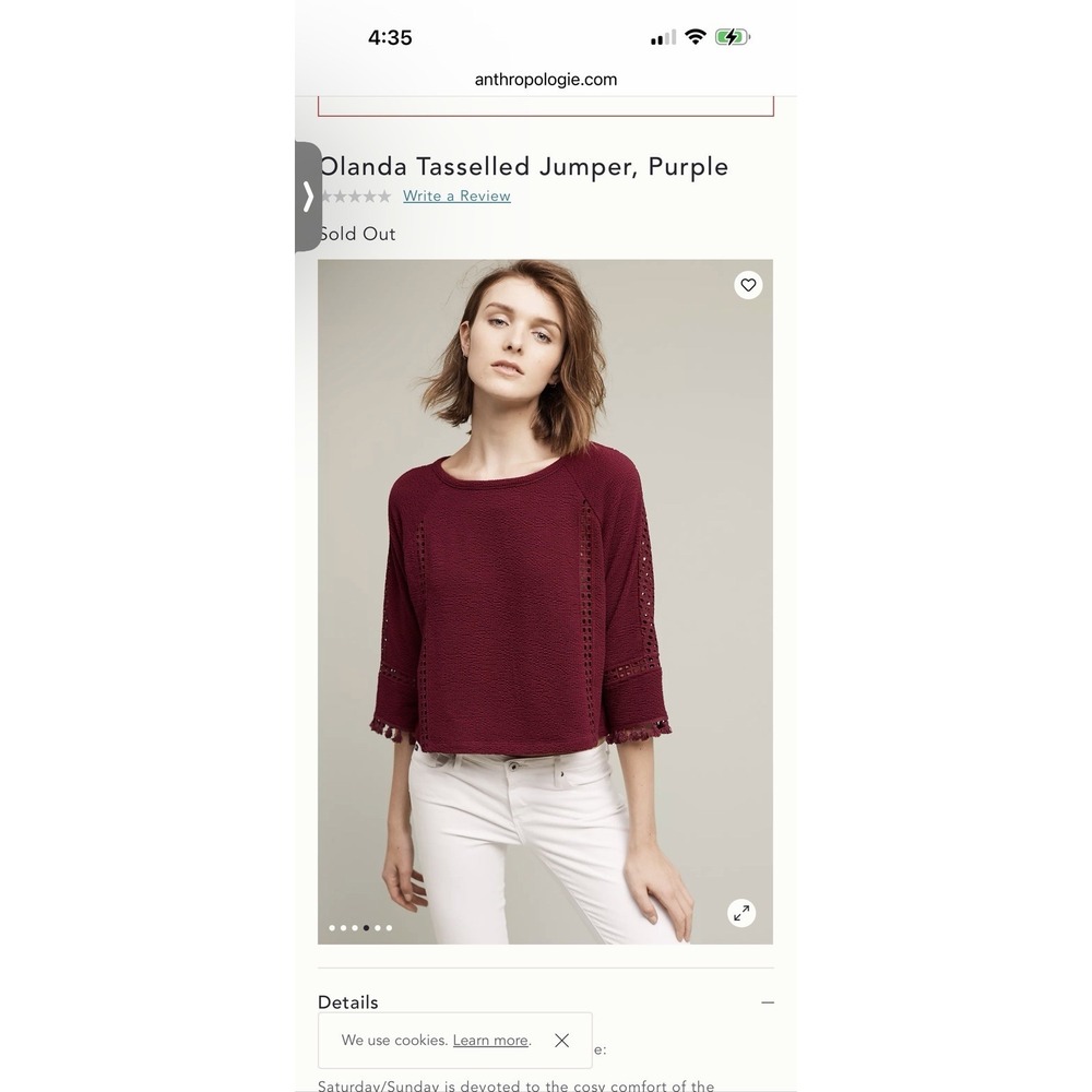 NWT Anthropologie‎ Olanda Tasselled Purple Crochet Knit Boho Top Small Boho - Picture 15 of 16